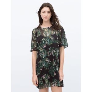 NWT Zara Babydoll Moody Floral Holiday Dress